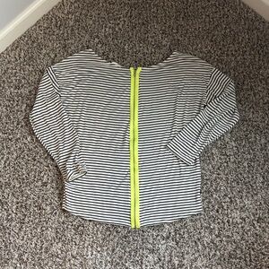 Striped Women's Top with Neon Accent zipper to back